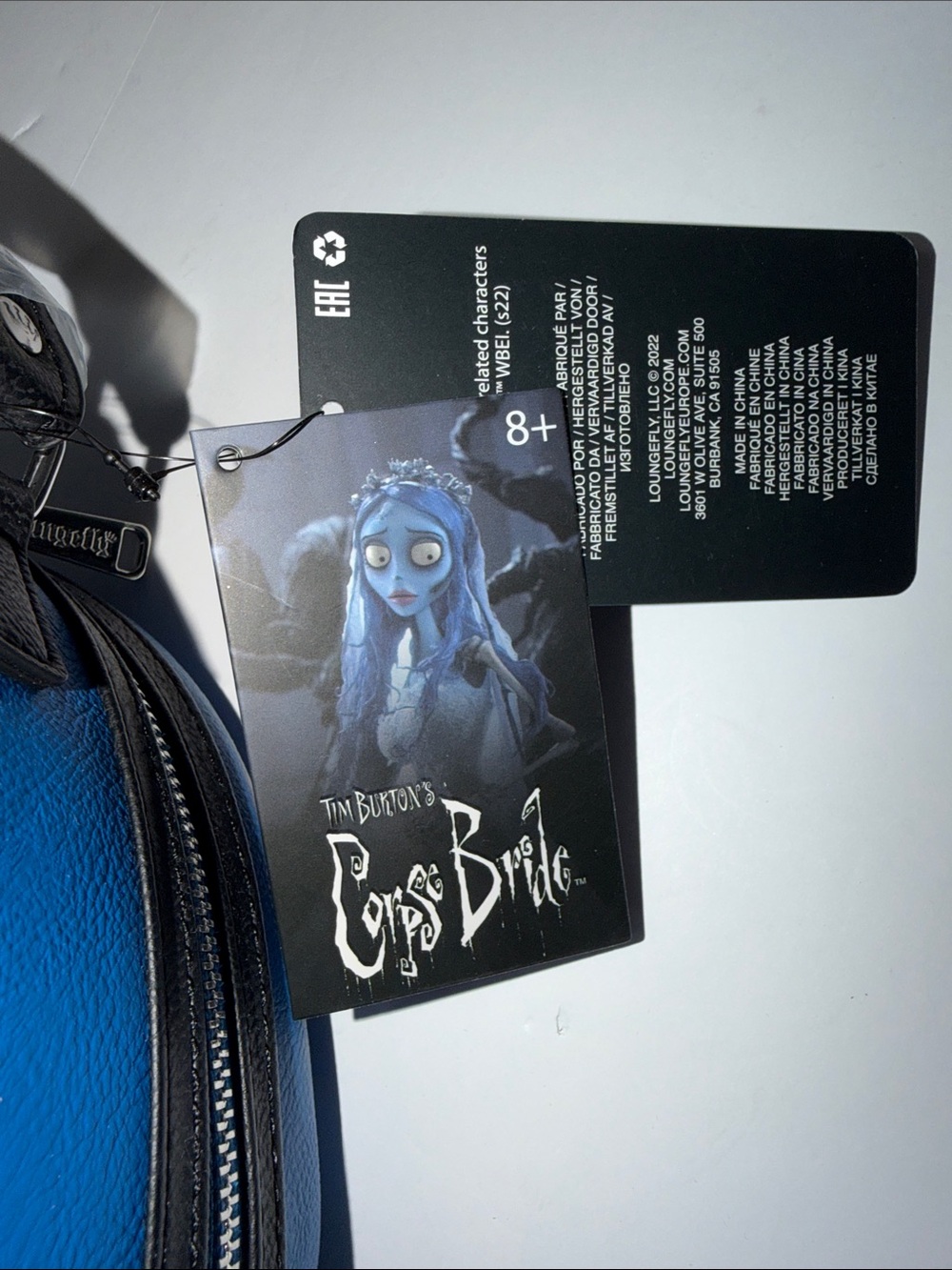 Tim Burton’s Corpse Bride Loungefly Mini Backpack Blue NWT - Picture 6 of 9